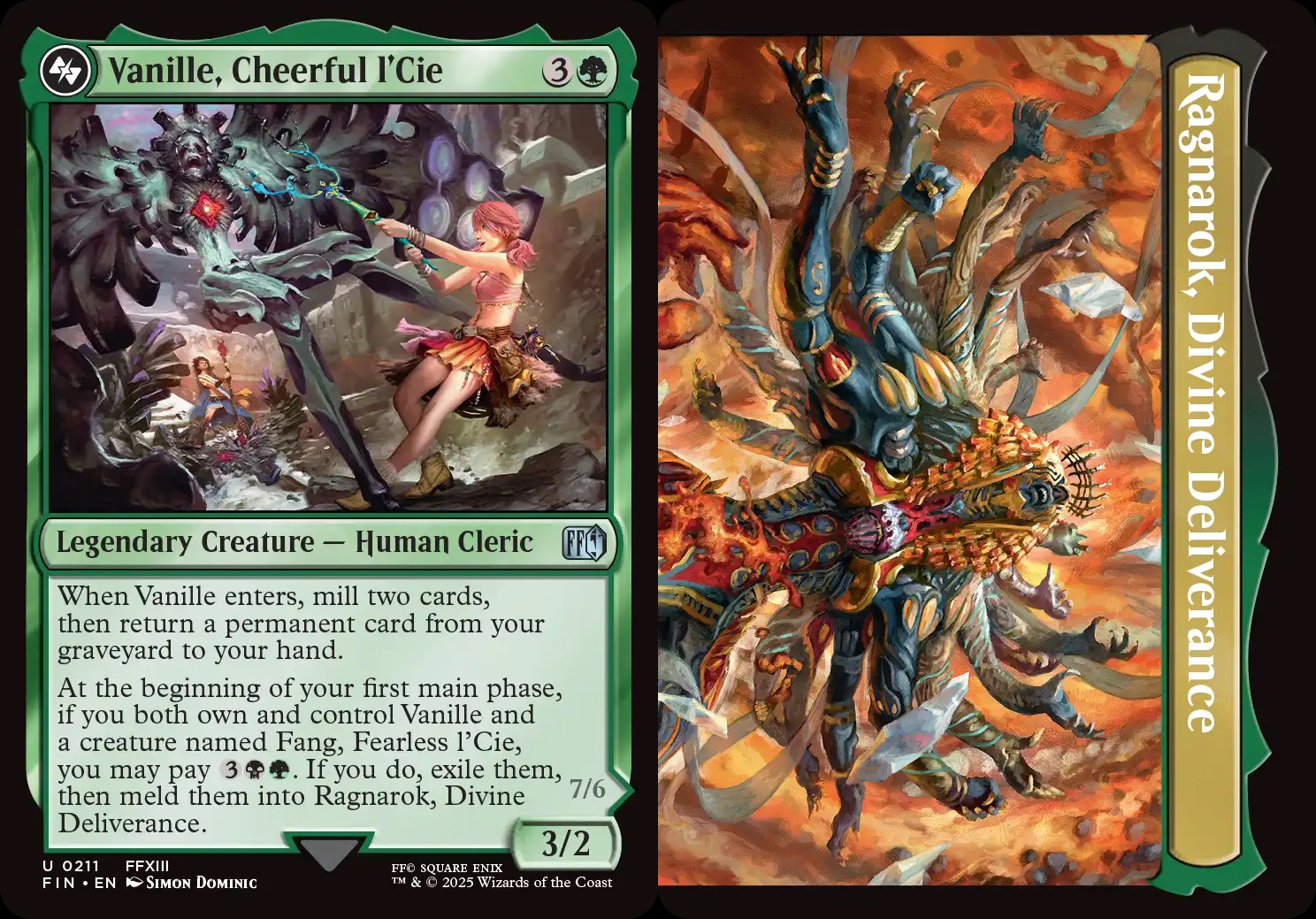 1x Vanille, Cheerful l'Cie // Ragnarok, Divine Deliverance MTG